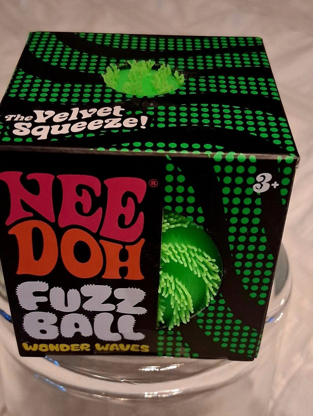 NEEDOH Fuzz Ball- Wonder Waves in Green Velvet Squeeze Toy NEW IN BOX Schylling